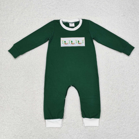 LR1465 Embroidery Mallard Green Baby Boy Romper