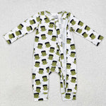 LR1471 Halloween Cartoon Green Baby Zip Romper Sleepers