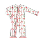 LR1517 Bamboo Flower Coquette Bows Pink Baby Zip Romper Sleepers