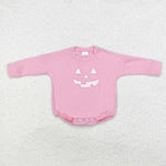 LR1573 Embroidery Halloween Pink Baby Girl Bubble Romper