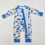 LR1574 Bamboo Camo Blue Baby Zip Romper Sleepers