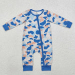 LR1574 Bamboo Camo Blue Baby Zip Romper Sleepers