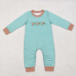 LR1618 Embroidery Mallard Stripe Baby Boy Romper