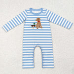 LR1644 Embroidery Mallard Dog Baby Boy Romper