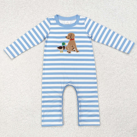 LR1644 Embroidery Mallard Dog Baby Boy Romper