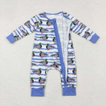 LR1645 Bamboo Mallard Blue Baby Zip Romper Sleepers