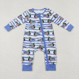 LR1645 Bamboo Mallard Blue Baby Zip Romper Sleepers