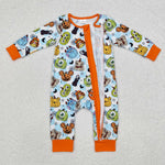 LR1650 Halloween Cartoon Pumpkin Baby Zip Romper Sleepers