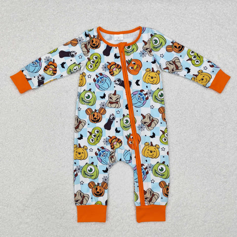 LR1650 Halloween Cartoon Pumpkin Baby Zip Romper Sleepers