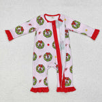 LR1664 Bamboo Christmas Green Animal Baby Zip Romper Sleepers