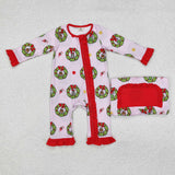 LR1664 Bamboo Christmas Green Animal Baby Zip Romper Sleepers