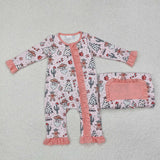 LR1675 Howdy Santa Cactus Baby Zip Romper Sleepers