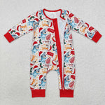 LR1684 Christmas Cartoon Blue Dog Baby Zip Romper Sleepers