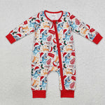 LR1684 Christmas Cartoon Blue Dog Baby Zip Romper Sleepers