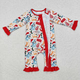 LR1685 Christmas Cartoon Blue Dog Baby Zip Romper Sleepers