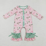 LR1689 Mallard Tie Bow Pink Baby Girl Romper