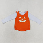 LR1704 Embroidery Halloween Pumpkin 2 pcs Baby Boy Romper Set