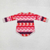 LR1724 Pumpkin Tie Bow Pink Baby Girl Romper