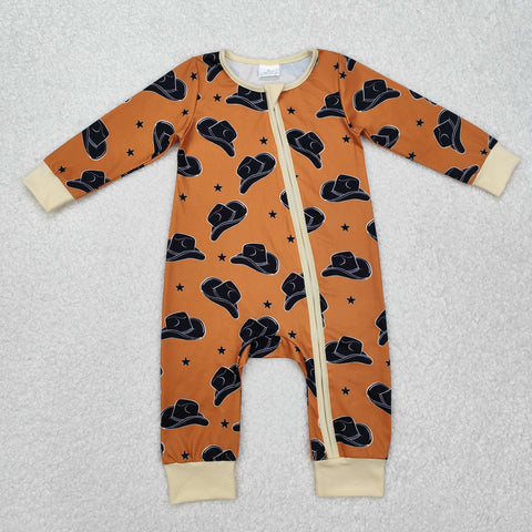 LR1758 Cowboy Hat Star Baby Zipper Romper Sleepers