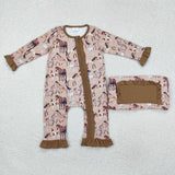 LR1771 Horse Brown  Baby Zip Romper Sleeper