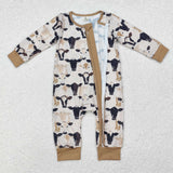 LR1799 Bamboo Western Cows Baby Zip Romper Sleeper