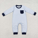 LR1805 Blue Stripe Baby Boys Romper