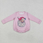 LR1819 Christmas Santa Pink Baby Girls Bubble Romper