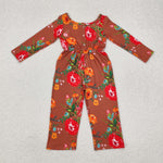 LR1834 Flower Orange Girl's Jumpsuit