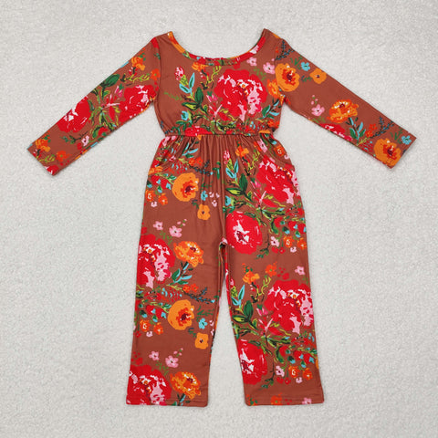 LR1834 Flower Orange Girl's Jumpsuit