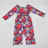 LR1835 Flower Red Girl's Jumpsuit