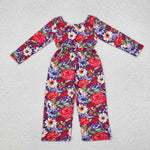 LR1835 Flower Red Girl's Jumpsuit