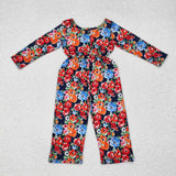 LR1836 Flower Blue Orange Girl's Jumpsuit