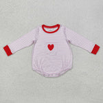 LR1855 Valentine's Day Love Pink Stripe Baby Boy Bubble Romper