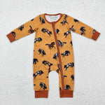 LR1857 Bamboo Western Cowboy Horse Baby Zip Romper Sleeper