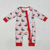 LR1862 Bamboo Christmas Mallard Ducks Baby Zip Romper Sleeper