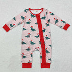 LR1862 Bamboo Christmas Mallard Ducks Baby Zip Romper Sleeper