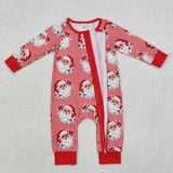 LR1891 Bamboo Christmas Santa Red Baby Zipper Romper Sleepers