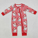 LR1891 Bamboo Christmas Santa Red Baby Zipper Romper Sleepers