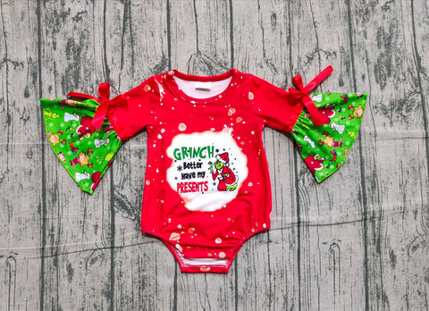 Preorder Samples LR1893 Christmas Better have my presents Baby Girls Bubble Romper