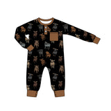 Preorder LR1902 Western Cattle Brown Baby Boys Romper