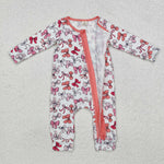 LR1905 Bamboo Coquette Bows Pink Baby Zipper Romper Sleepers Girl