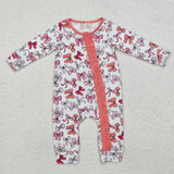 LR1905 Bamboo Coquette Bows Pink Baby Zipper Romper Sleepers Girl