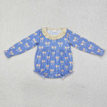 LR1941 Bows Blue Baby Girl Romper