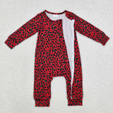 LR1962 Christmas Leopard Baby Zipper Romper Sleepers