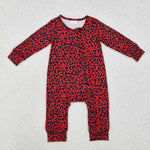 LR1962 Christmas Leopard Baby Zipper Romper Sleepers