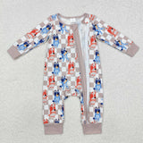 LR1990 Cartoon Blue Dog Baby Zipper Romper Sleepers