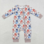 LR1990 Cartoon Blue Dog Baby Zipper Romper Sleepers