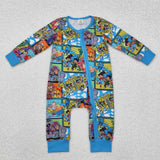 LR2040 Bamboo Cartoon Dinosaur Baby Zipper Romper Sleepers