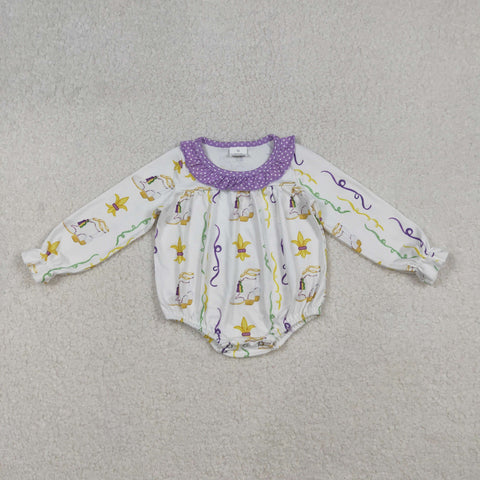LR2042 Mardi Gras Boots Baby Girl Bubble Romper