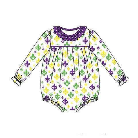 Preorder Notice LR2047 Mardi Gras Baby Girl Bubble Romper